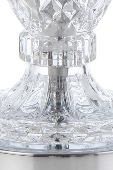 close up of glass table lamp