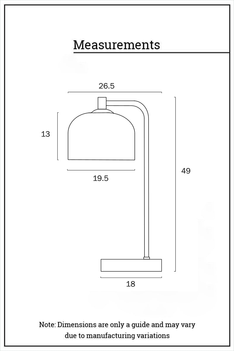 Dimension illustration of the table lamp