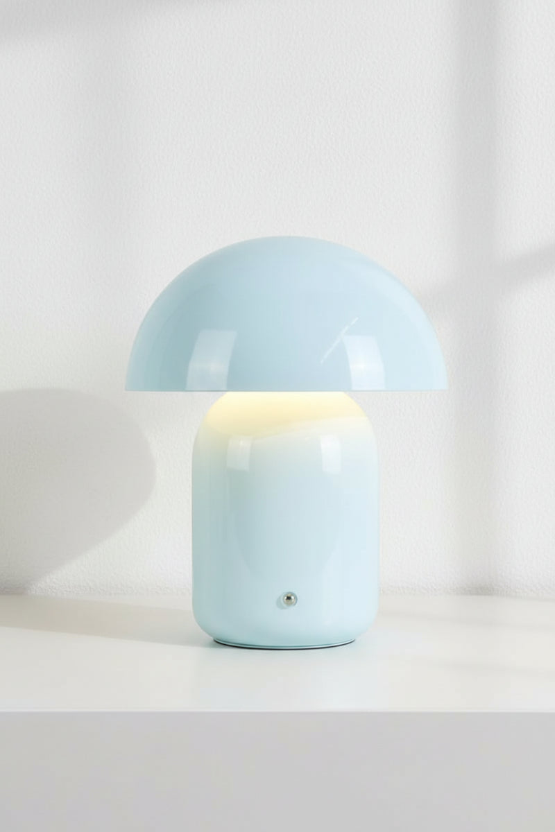 Blue illuminated LED mushroom lamp