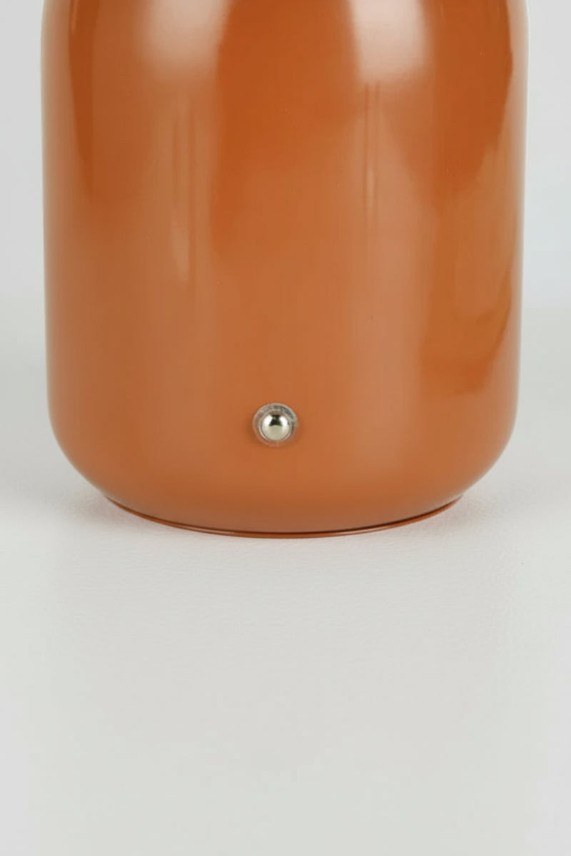 Close up of the brown LED mushroom lamp on/off button