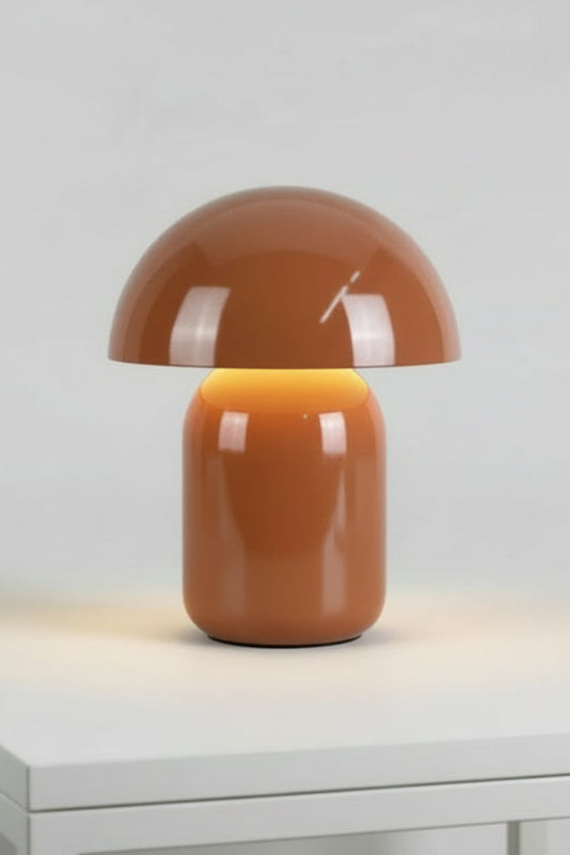 Clay brown illuminated LED mushroom lamp