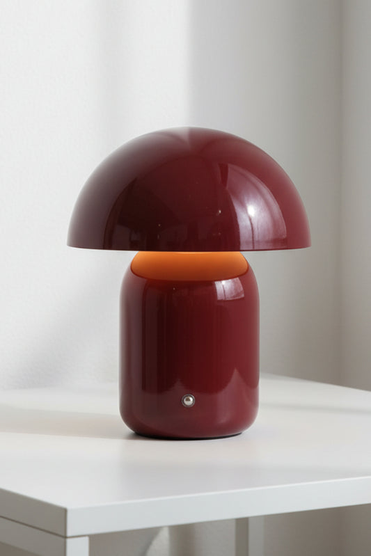 Red illuminated LED mushroom lamp