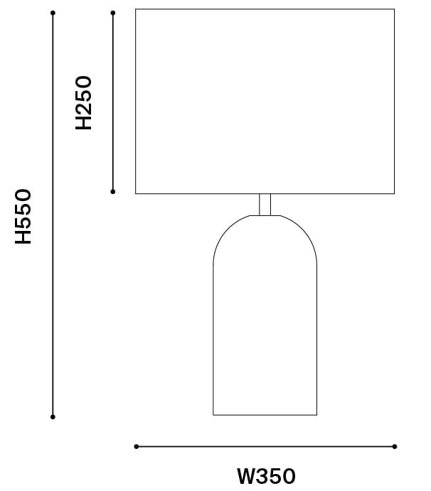 Collins Marbel Brass Table Lamp Measurement