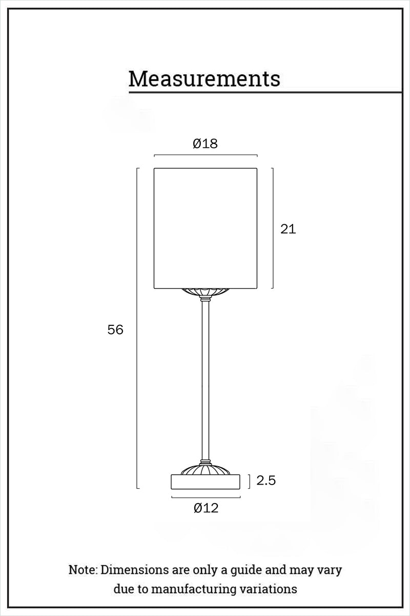 Dimension illustration for the table lamp