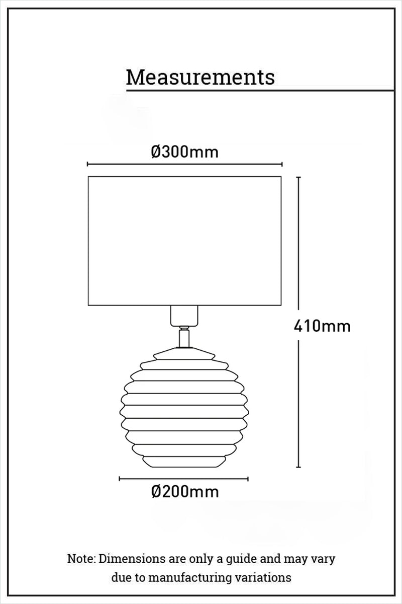 Dimension illustration of table lamp