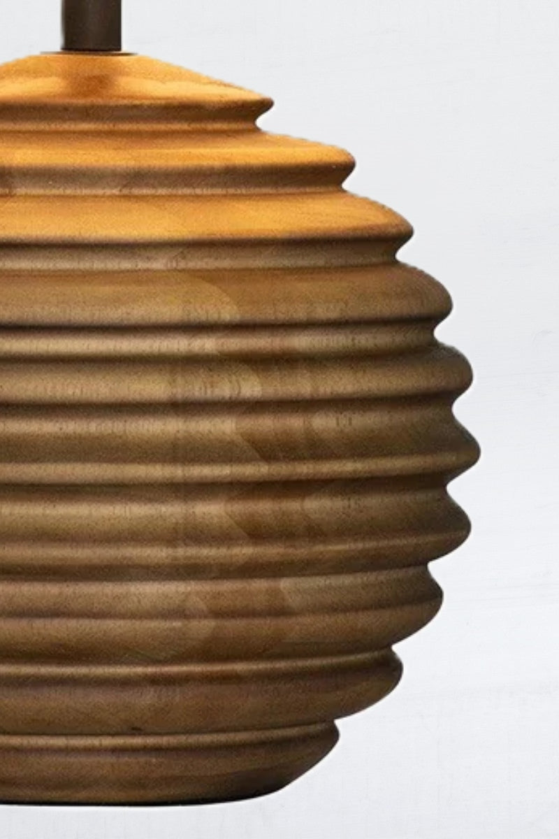Close up of the wooden table lamp base. 