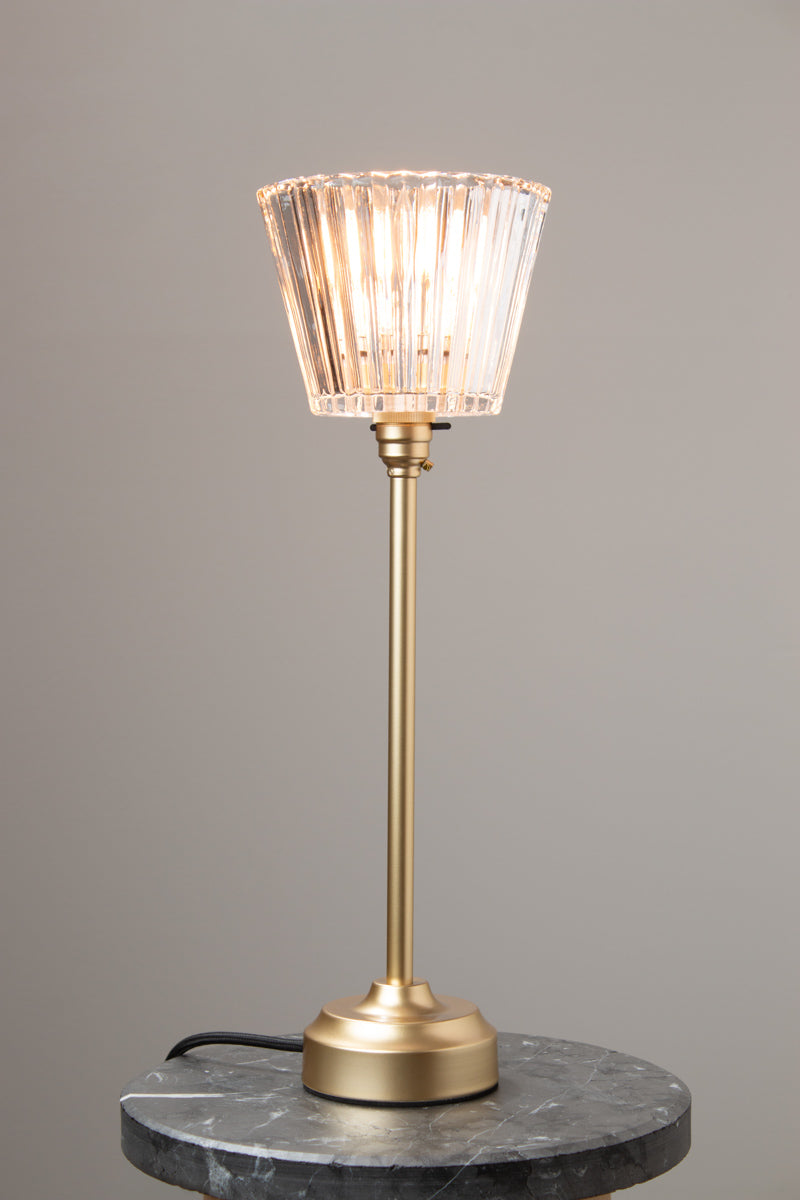 Davis Glass Candlestick Table Lamp in Gold/Brass. 