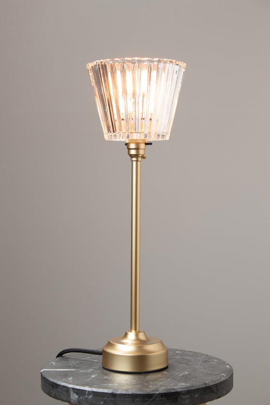 Davis Glass Candlestick Table Lamp in Gold/Brass. 