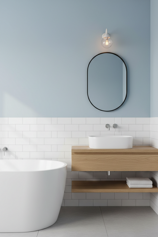 wall light over mirror in bathroom