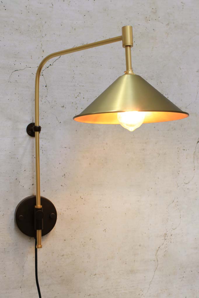 DIY plug in gold arm and gold small shade