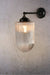 Clear Reeded Glass Swivel Arm Wall Light in black 