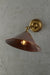 Small aged copper cone wall light with brass arm