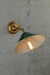 Small green cone wall light with brass arm