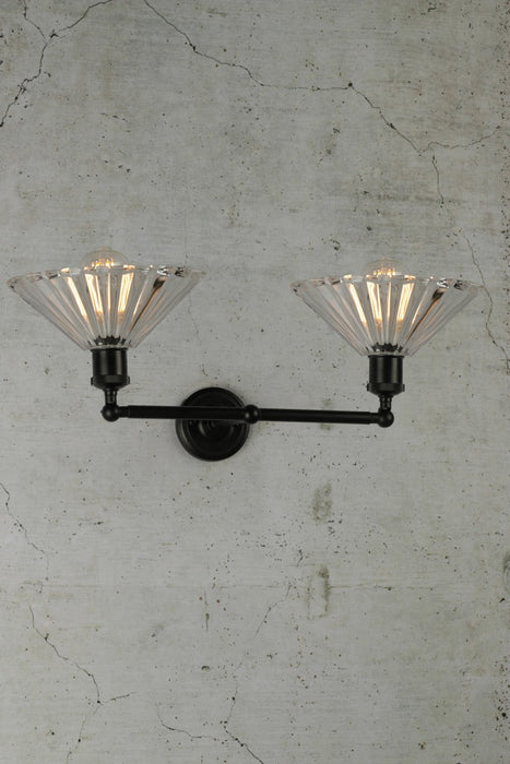 paris pleasted Glass Double Swivel Arm Wall Light in black