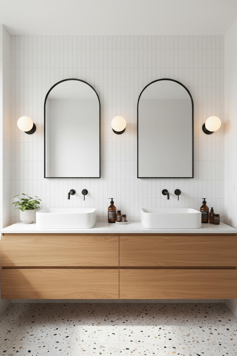 hotel feel of wall lights over vanity 