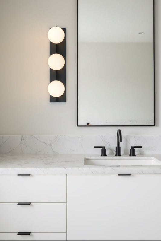 bathroom vanity wall light light with 3 opal glass shades