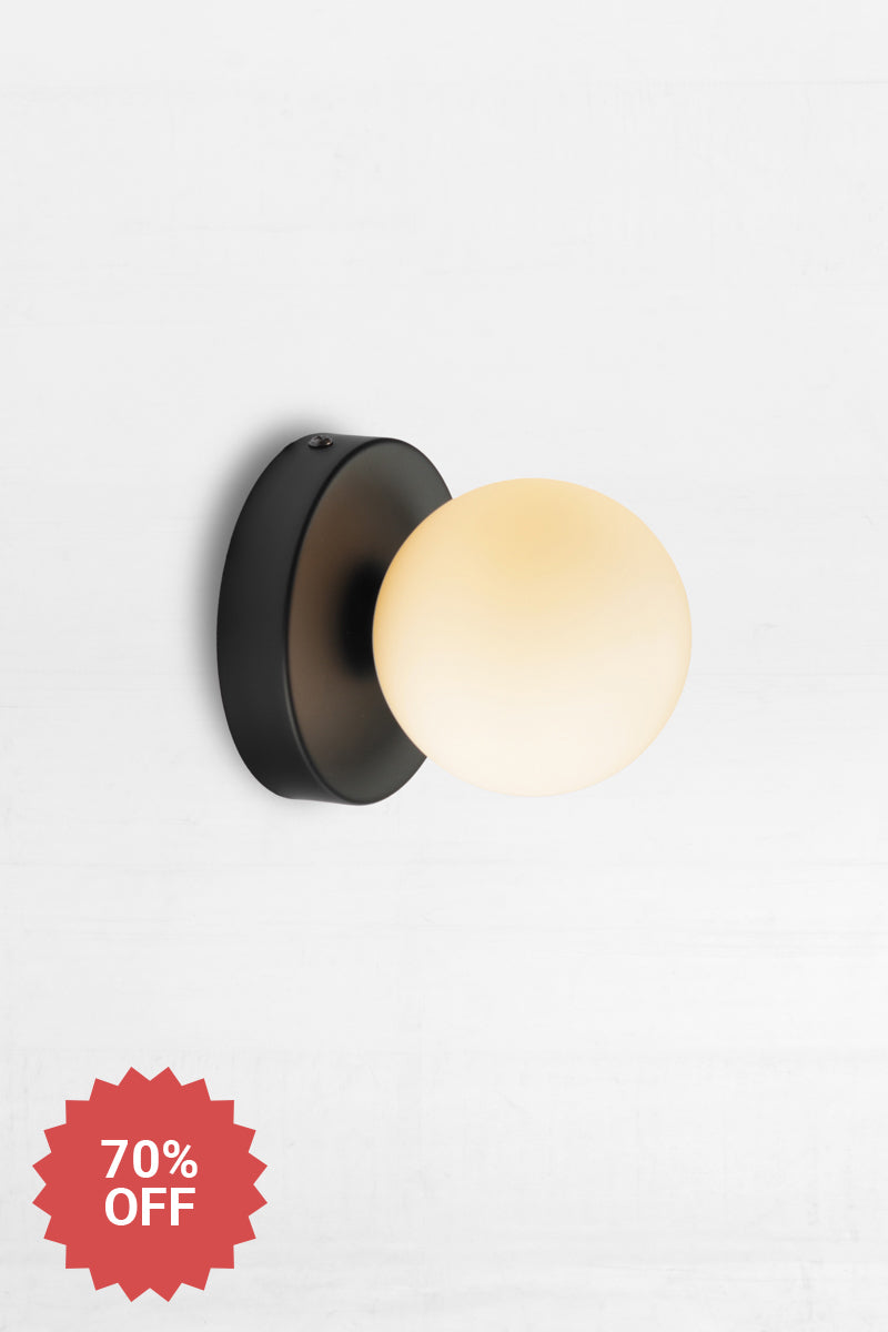 Brooklyn Steel Orb Wall Sconce with black finish