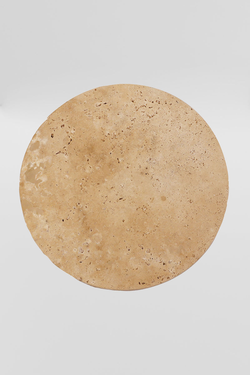 Large travertine circular back-lit LED wall light. 