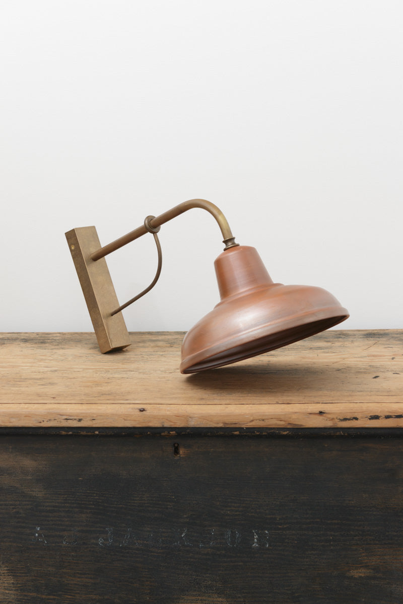 Copper Railway Outdoor Wall Light. Copper shade and brass fittings