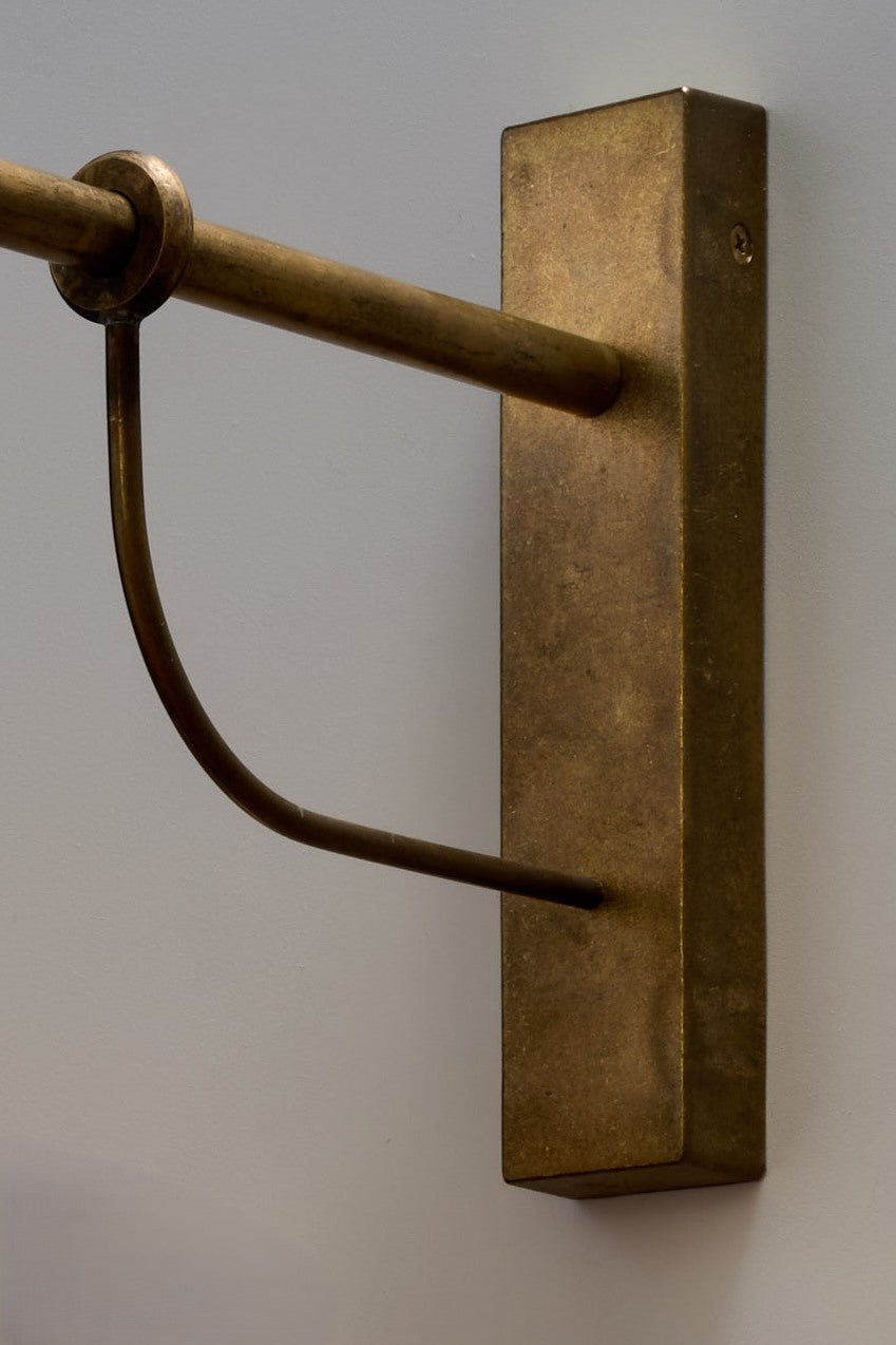 Close up of the mounting plate of the copper wall light. 