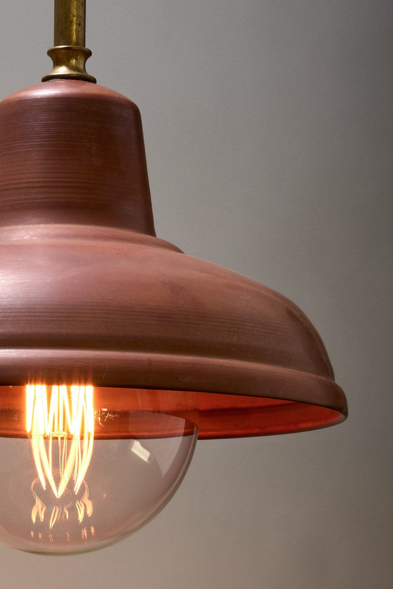 Close up of the copper wall light shade