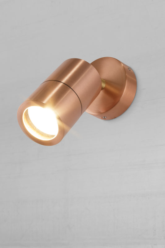 Polished copper outdoor adjustable spot light