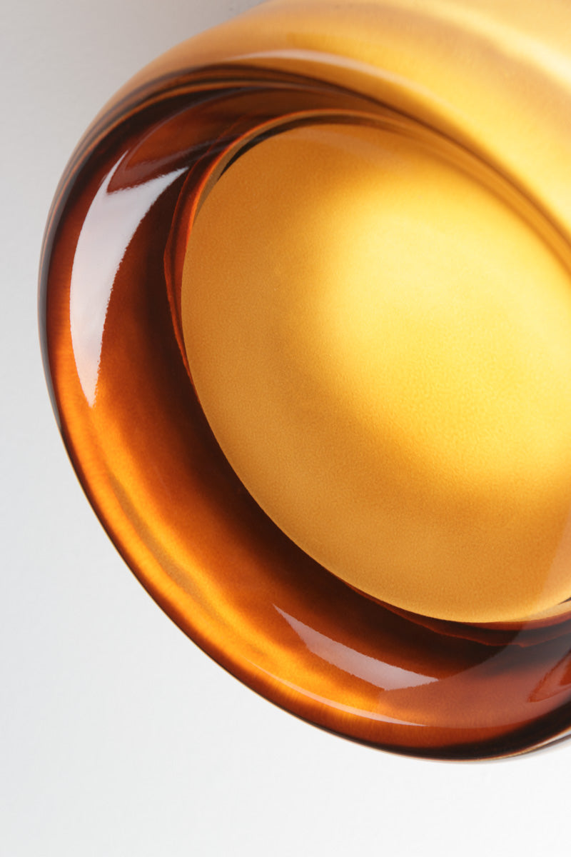 Close up of the amber glass shade