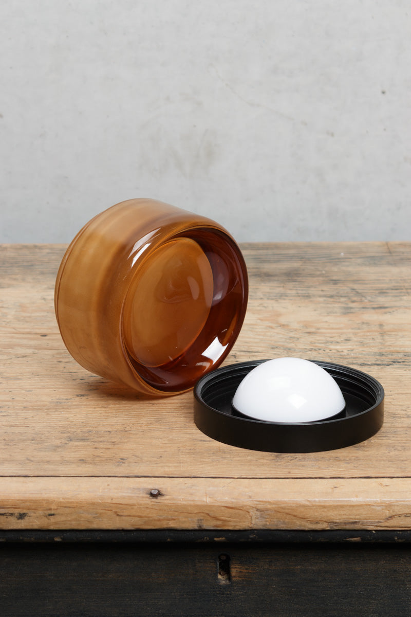 Amber glass makes a striking feature for a modern interior.