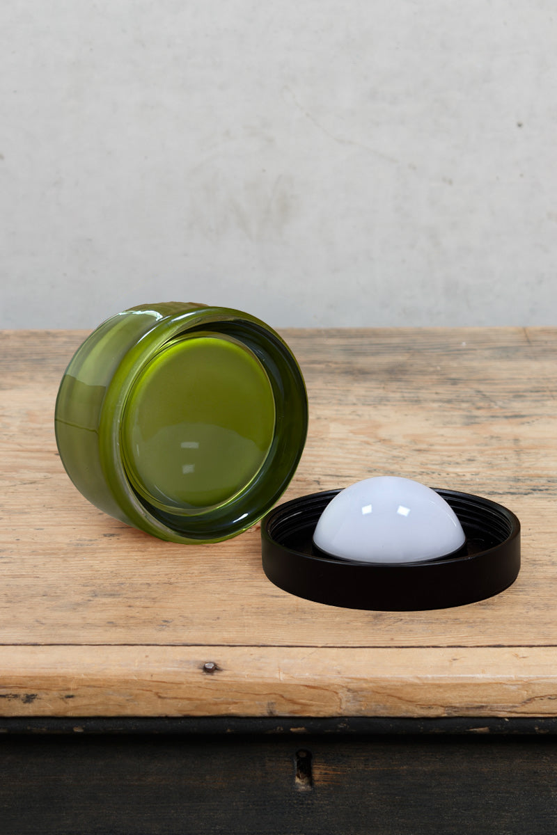Green glass shade with Integrated LED source in its fixture