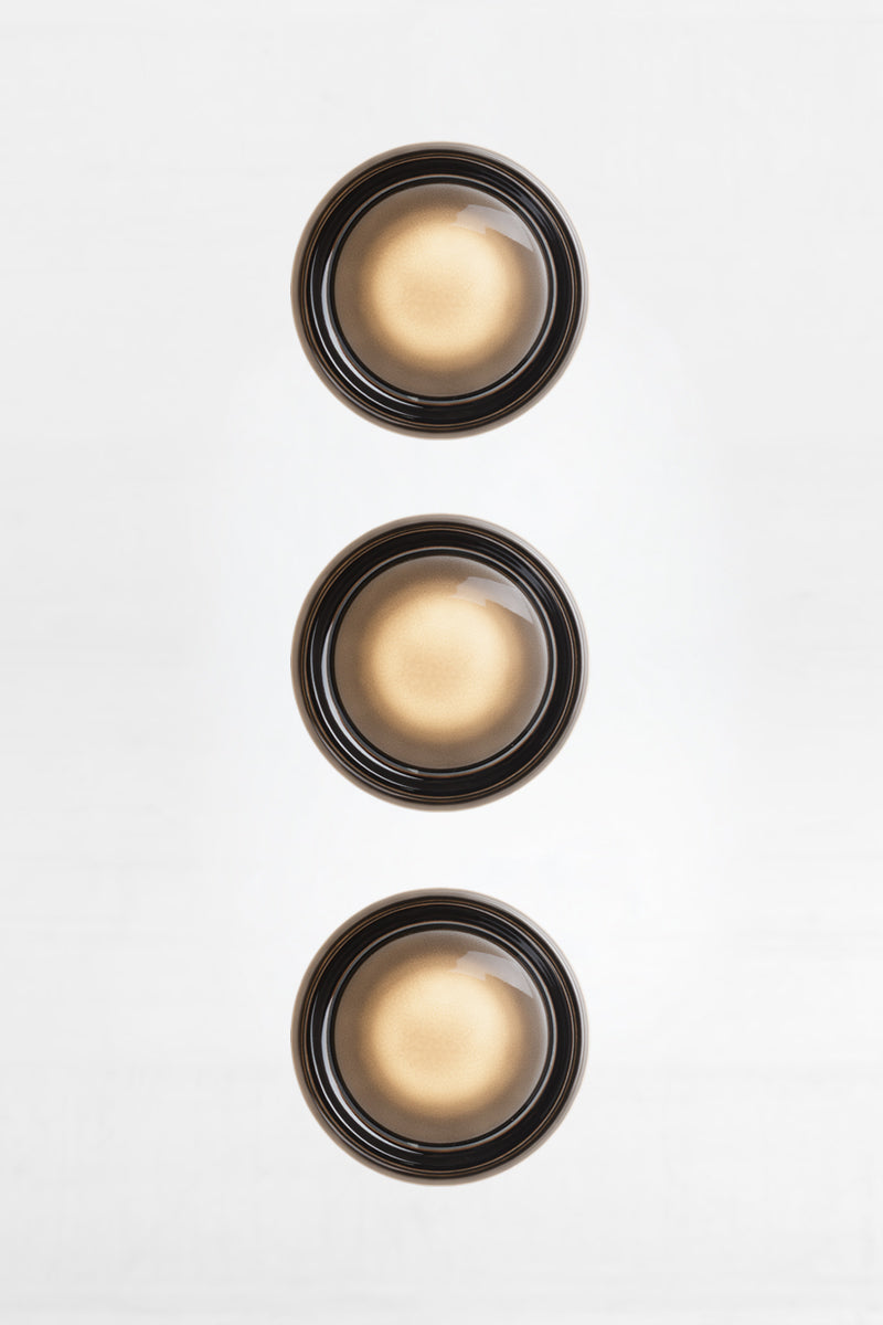Triple smoked grey Laval Dimple Glass LED Wall Sconce bundle with textured dimple glass shades and warm integrated LED illumination.
