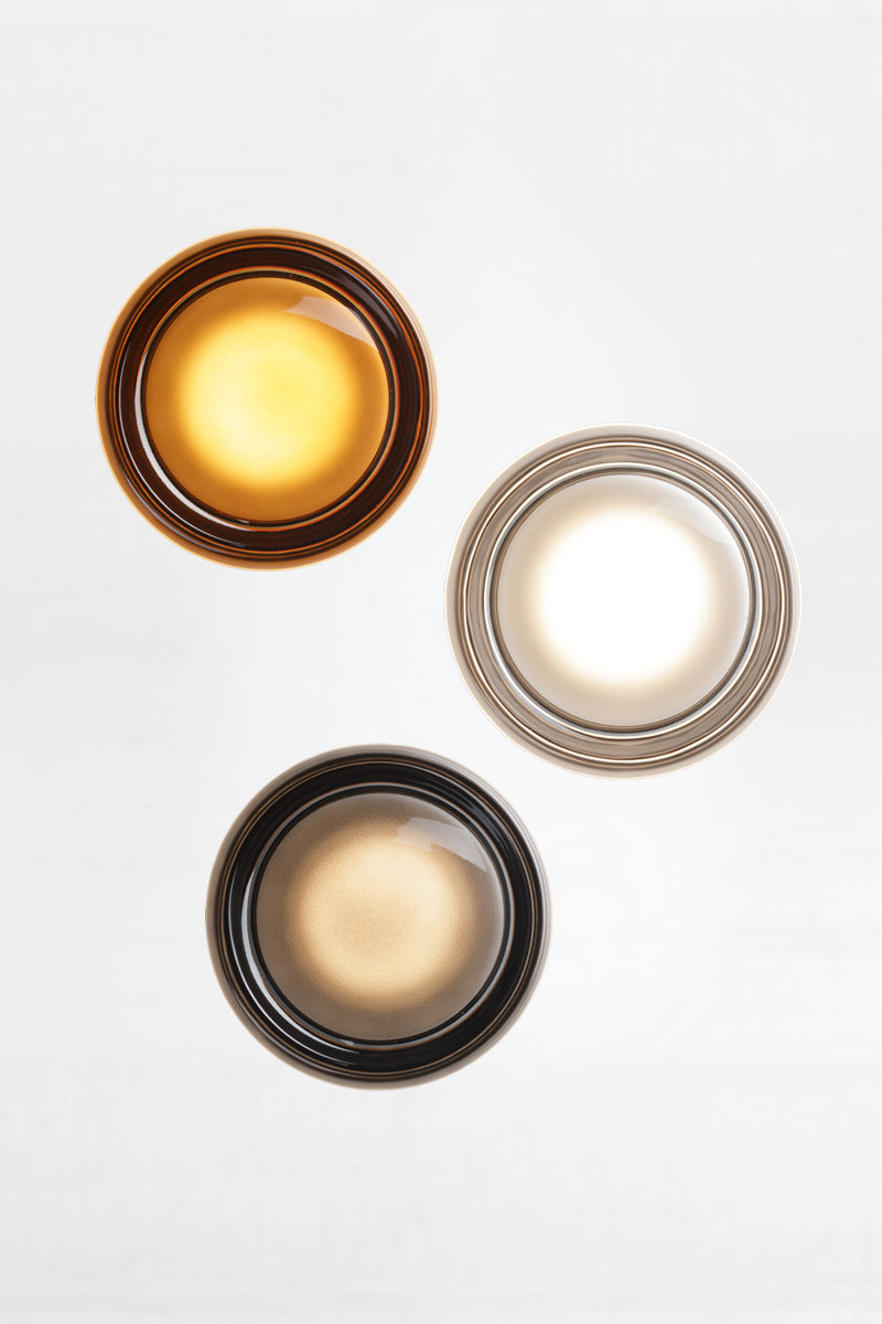 Glass Wall light Bundle A: 1x amber finish, 1x frost finish and 1x grey finish. 