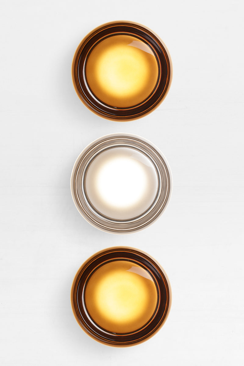 Glass Wall light Bundle B: 2x amber finish and 1x frost finish.