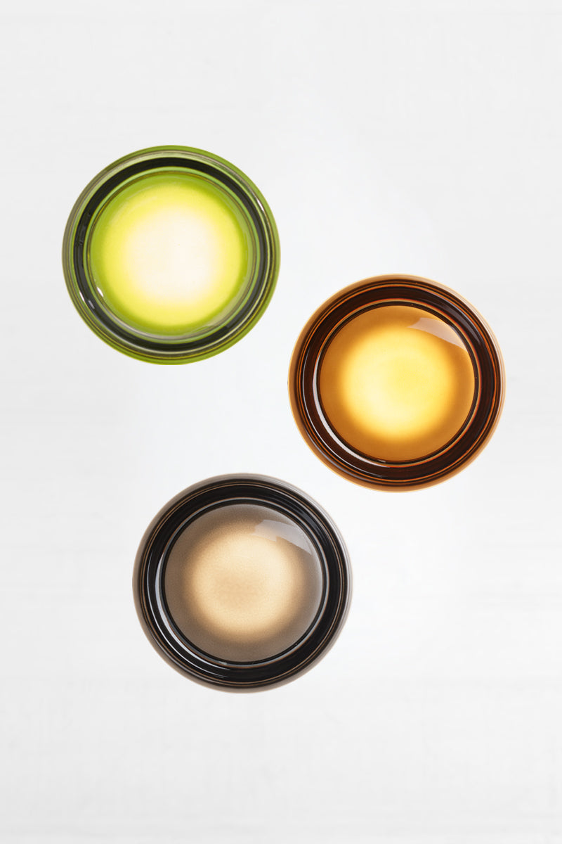 Mixed finish Laval Dimple Glass LED Wall Sconce bundle featuring green, amber and frosted dimple glass shades in a modern wall light arrangement.
