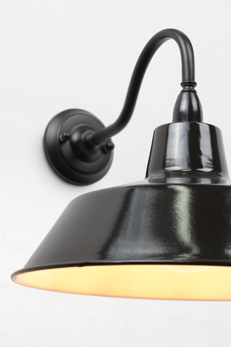 Close up of the Outdoor wall sconce in black. 