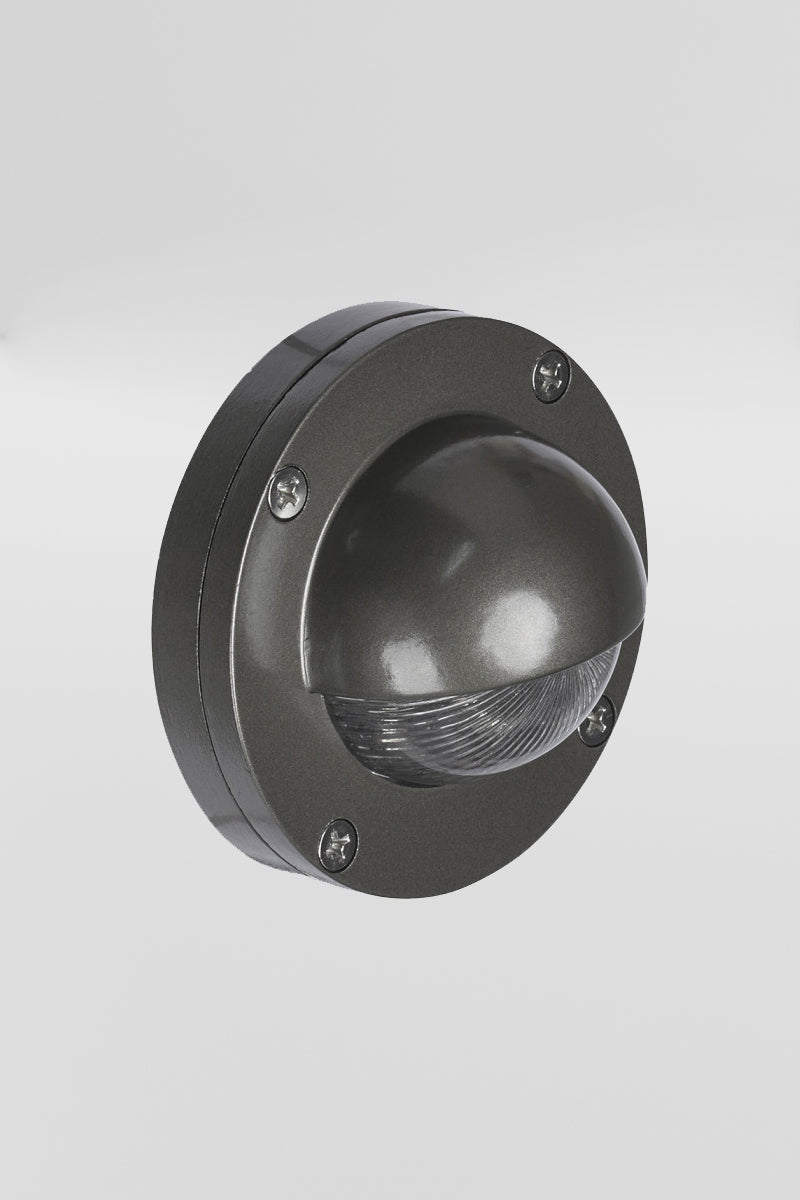 Top view of the Charcoal coloured eyelid step light, with LED light source. 