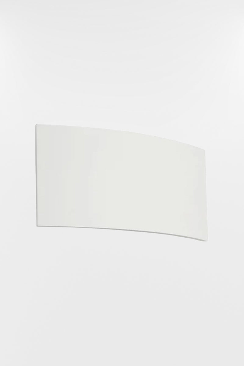 Unpainted white plaster wall light shown on a white wall, highlighting the paintable surface for custom colour matching.
