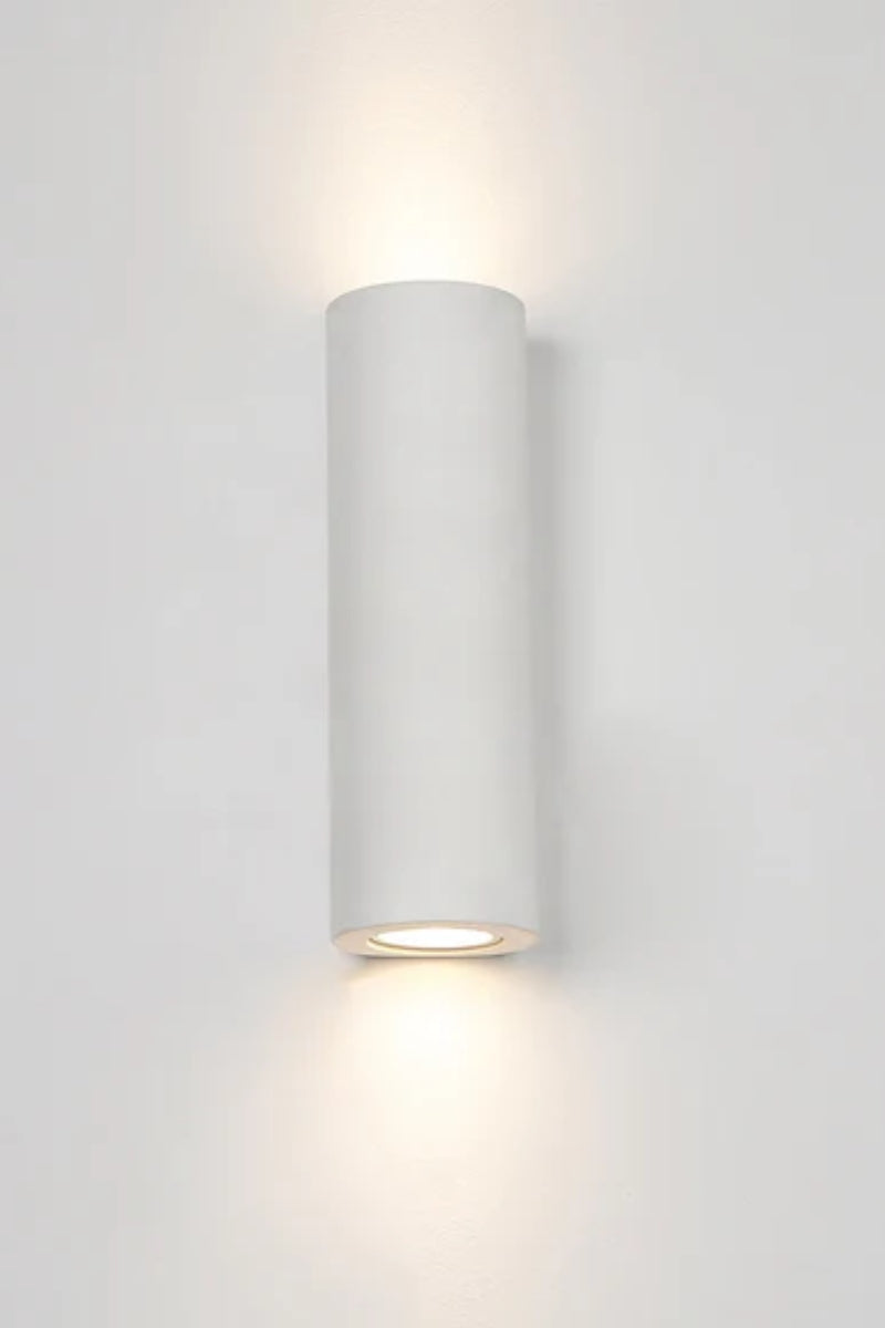 Maines Up Down Plaster Wall Sconce top opening with clean architectural plaster finish for indirect wall lighting.