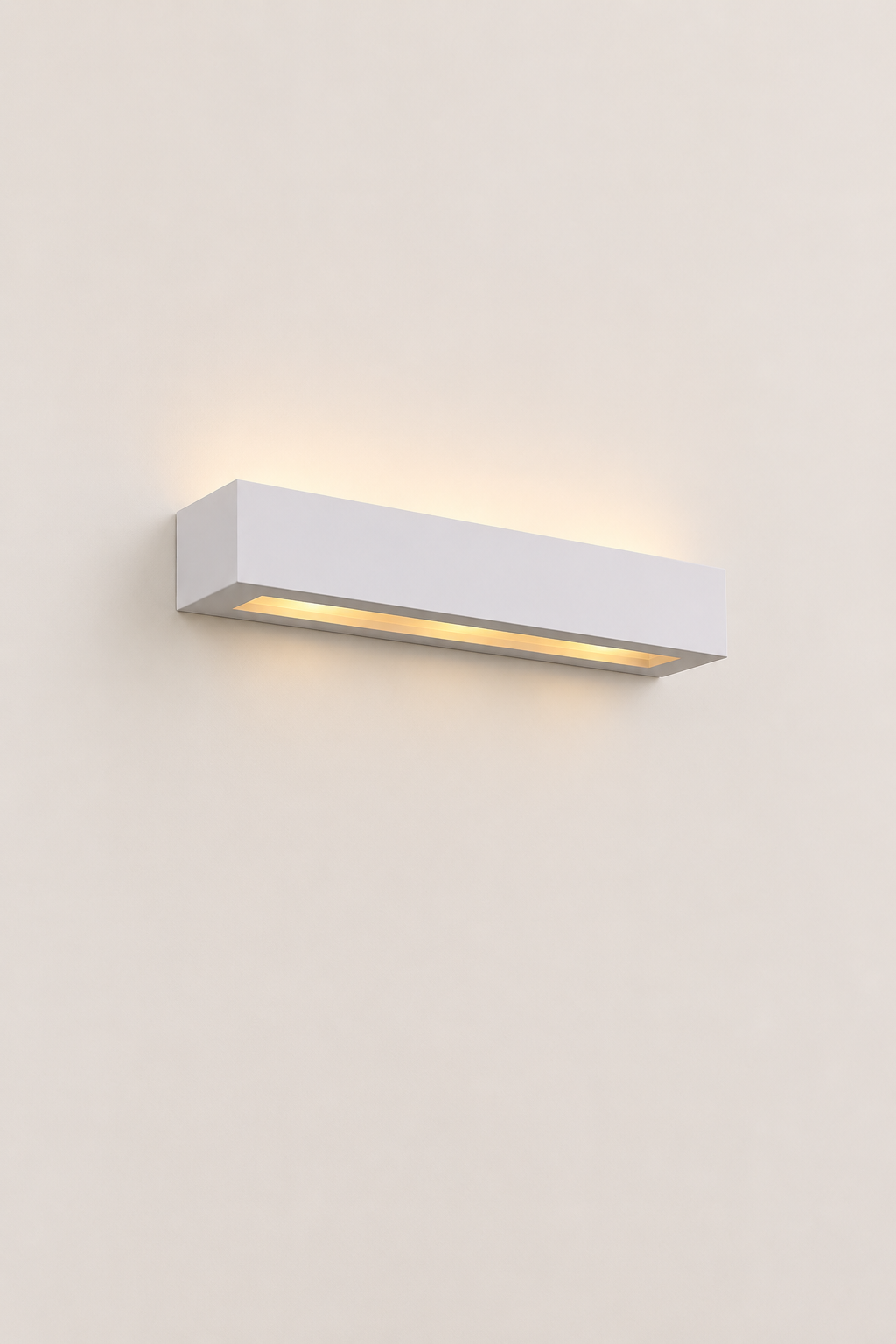 Collaroy Plaster Wall Sconce large size angled view with minimalist paintable plaster finish.