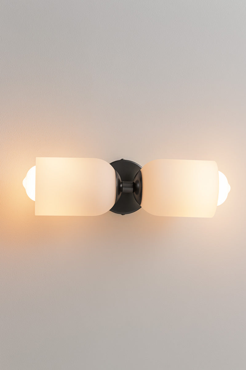 Carlisle Double Glass Wall Light with balck finish