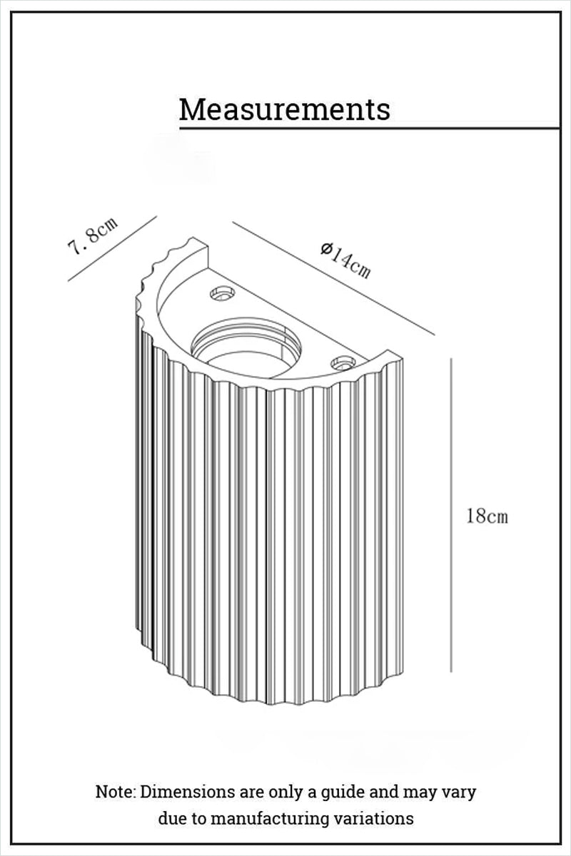 Raynes Plaster Wall Light dimension diagram showing measurements and compact wall-mounted design