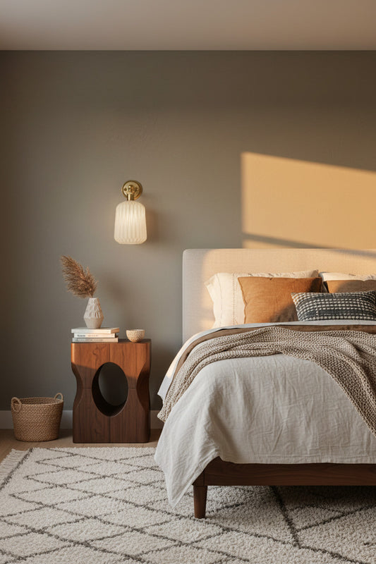 Wall light in bedroom relaxed tones