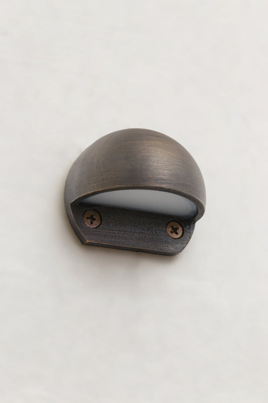 Rustic Brass with brushed finish, eye lid light. Brass LED Step Light