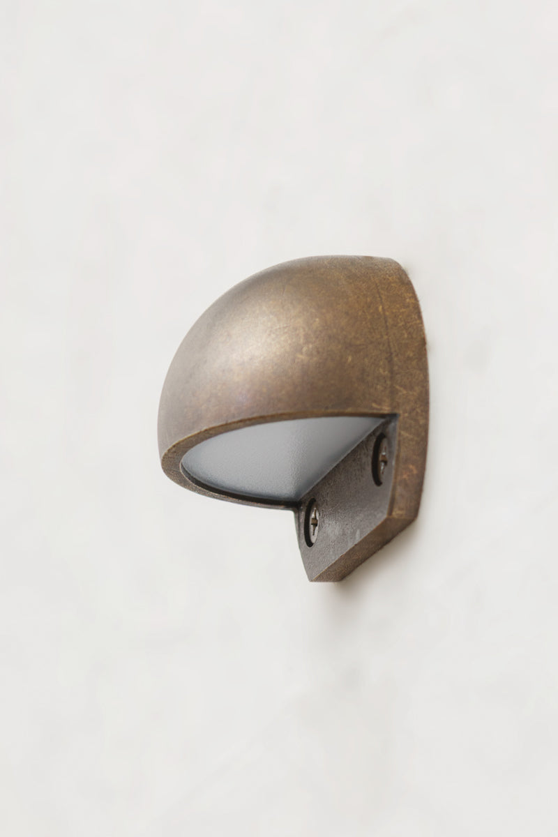 Age  Brass with brushed finish, eye lid light. Brass LED Step Light
