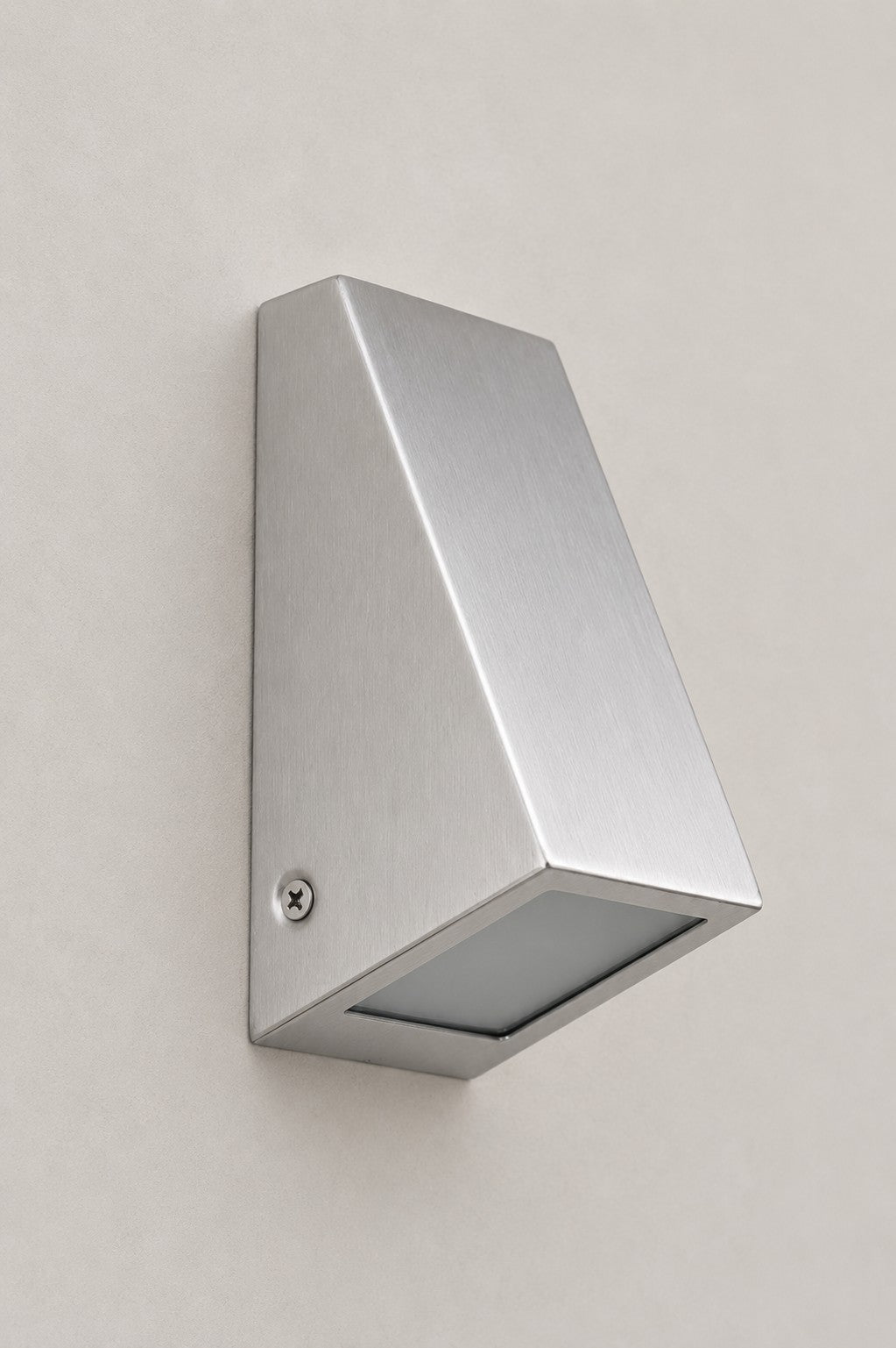 316 stainless steel Mills Exterior Wall Light with compact wedge profile and downward illumination