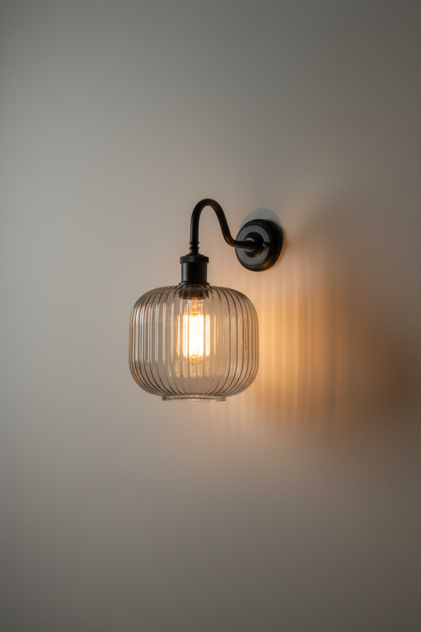 Balmain Reeded Glass Exterior Wall Light grey shade