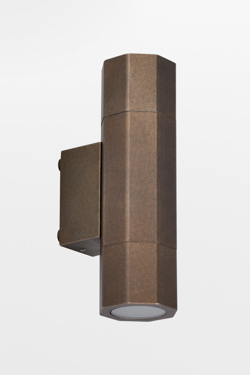 Aged brass Cronulla up down exterior spotlight, IP65 rated