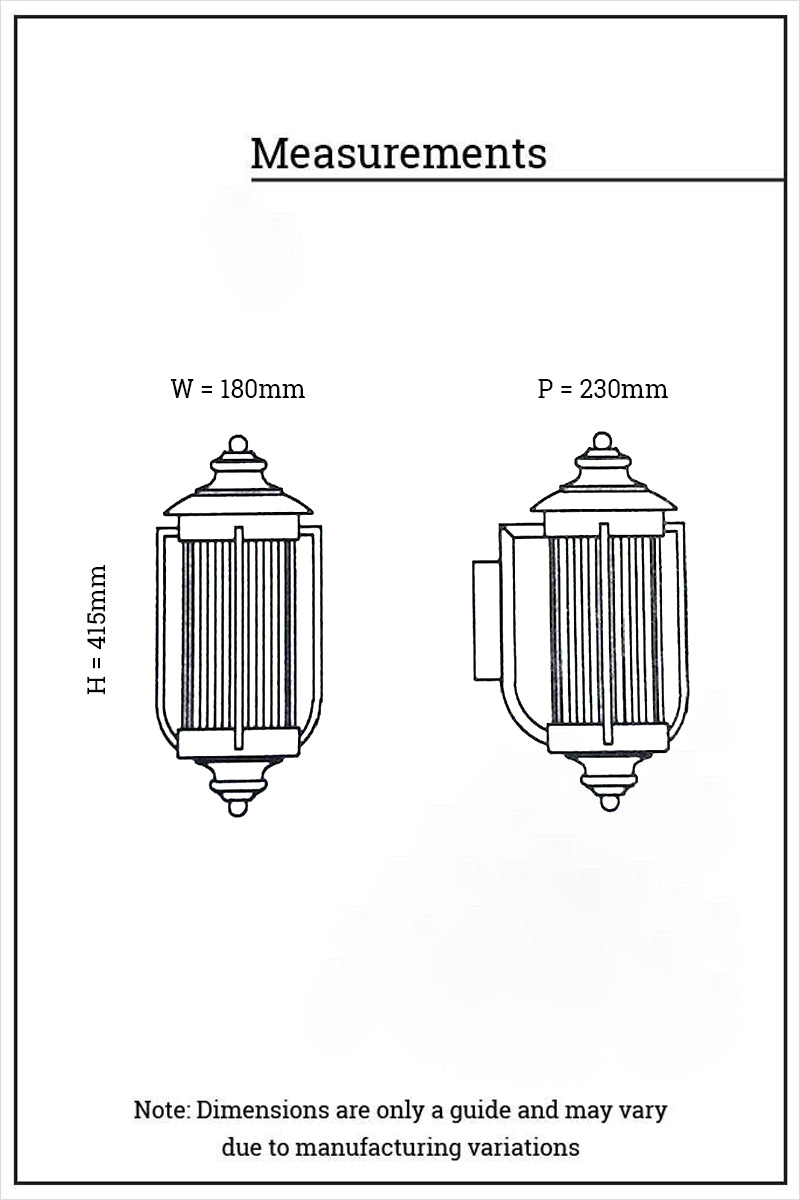 Dimension illustration for wall light W269