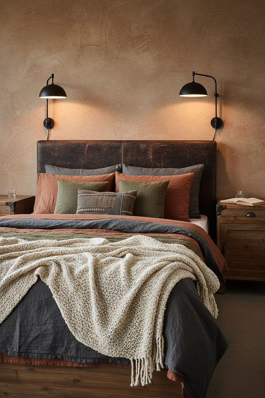 cosy bedroom with two IY wall lights