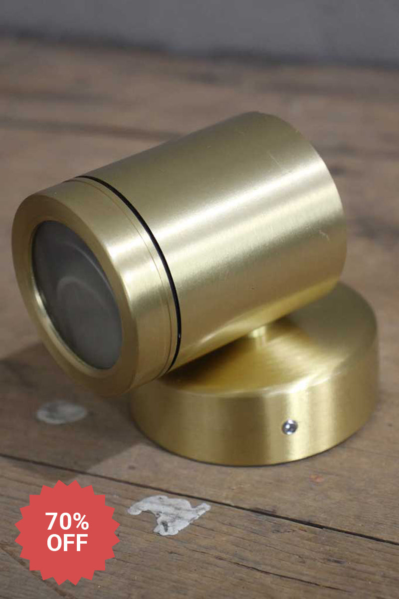 Outdoor LED spotlight with polished brass finish