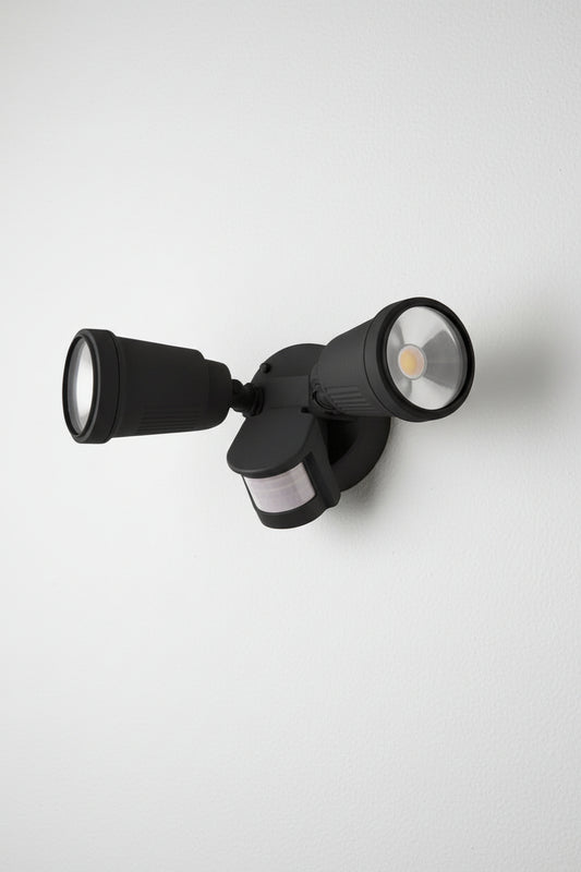Tulse Twin CCT LED Adjustable Sensor Floodlight in black with sensor